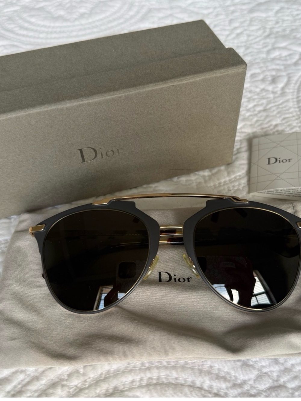 Christian Dior Reflected Aviator Sunglasses - Gold & Tortoise